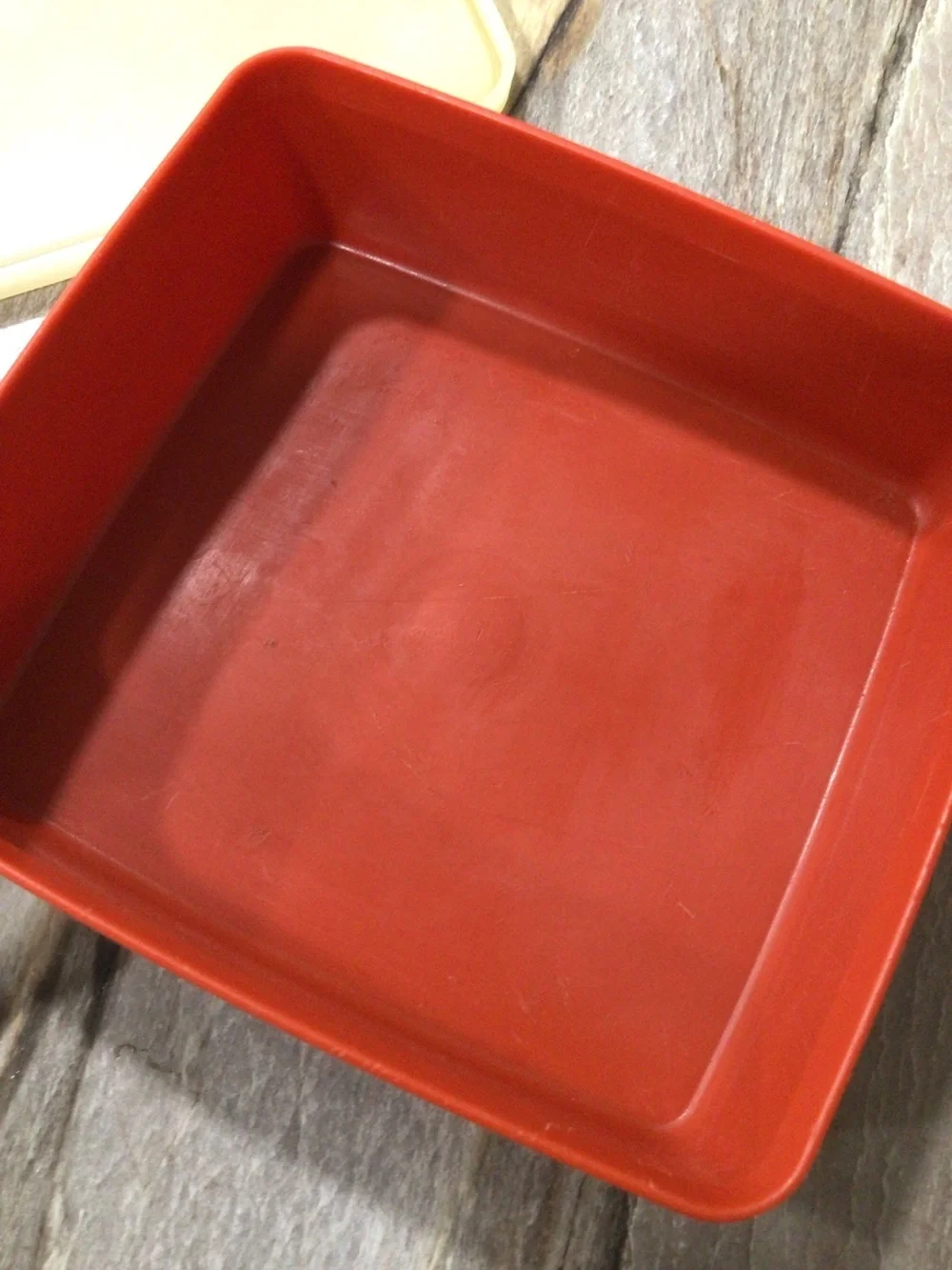 Vtg Tupperware Square Away Sandwich Keepers Set Almond & Paprika Red 670 1458